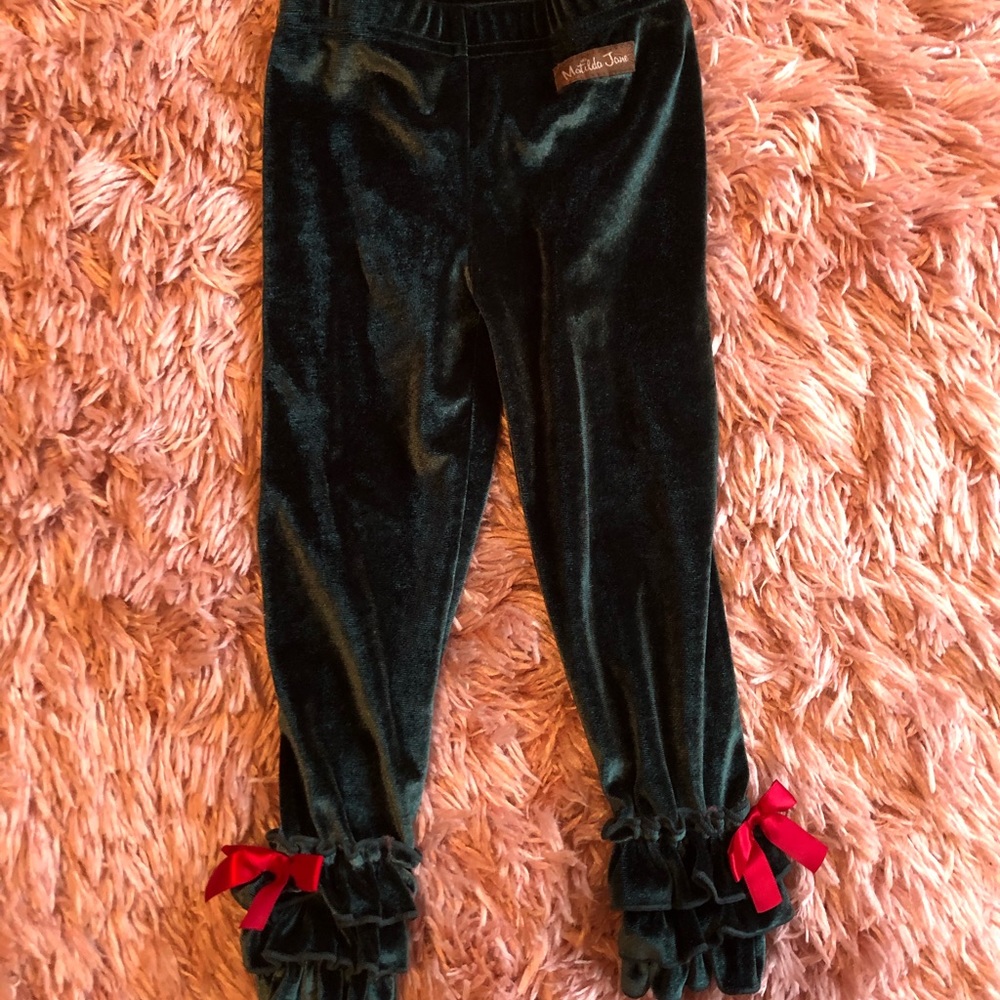 Matilda Jane Green Tinsel Ruffle Leggings Size 2